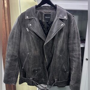 Distressed Leather Oversized Motorcycle Jacket